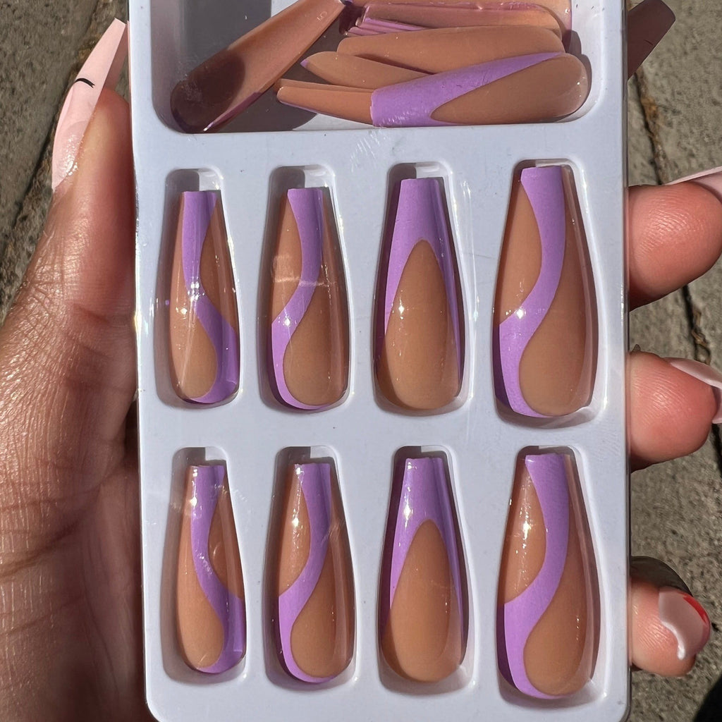 Purple Swirl Press On Nails